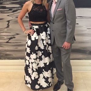 Prom/wedding guest dress floral black and white